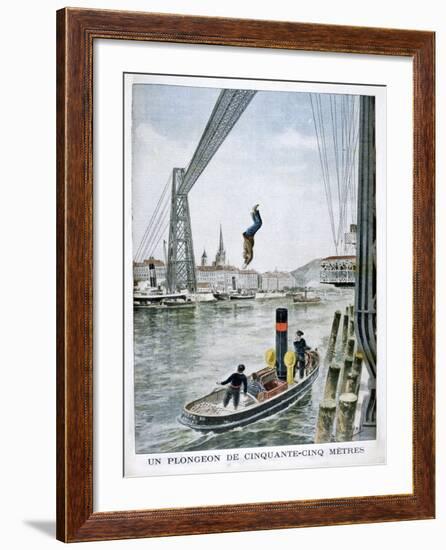 Person Plunges 55 Metres from Portside, Rouen, 1901-null-Framed Giclee Print