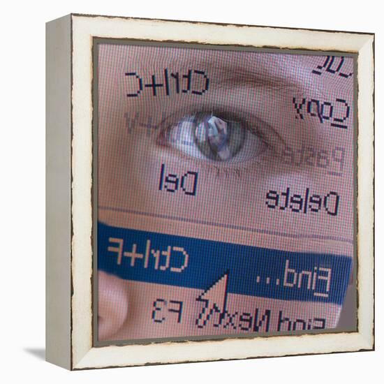 Person's Face with Superimposition of Backwards Computer Toolbar-null-Framed Premier Image Canvas