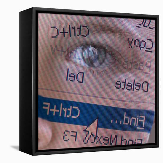 Person's Face with Superimposition of Backwards Computer Toolbar-null-Framed Premier Image Canvas