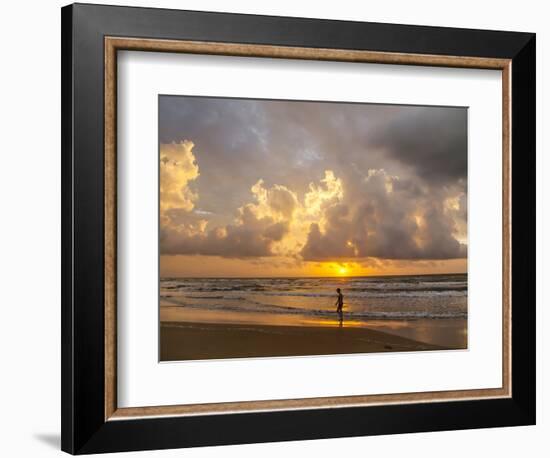 Person walking on beach, South Padre Island.-Larry Ditto-Framed Photographic Print