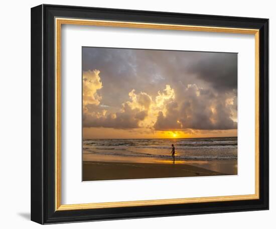 Person walking on beach, South Padre Island.-Larry Ditto-Framed Photographic Print