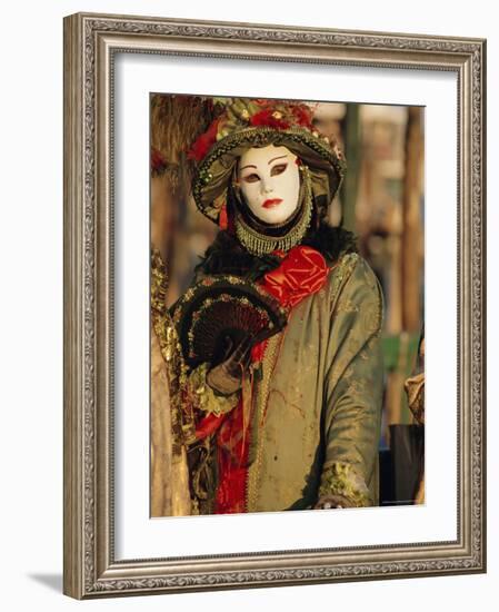 Person Wearing Masked Carnival Costume, Venice Carnival, Venice, Veneto, Italy-Bruno Morandi-Framed Photographic Print