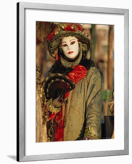 Person Wearing Masked Carnival Costume, Venice Carnival, Venice, Veneto, Italy-Bruno Morandi-Framed Photographic Print