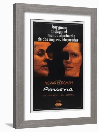 Persona, Argentinan poster, Bibi Andersson, Liv Ullmann, 1966-null-Framed Premium Giclee Print