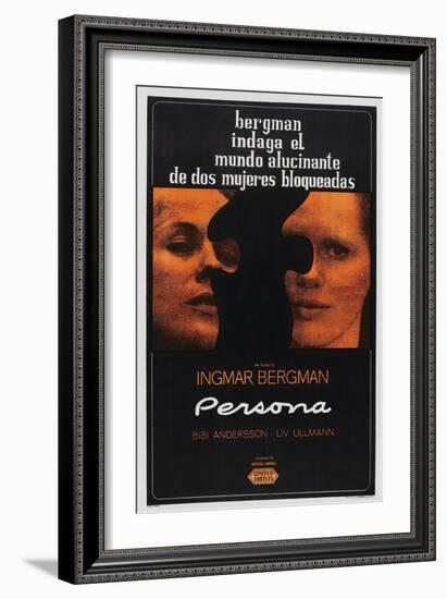 Persona, Argentinan poster, Bibi Andersson, Liv Ullmann, 1966-null-Framed Premium Giclee Print