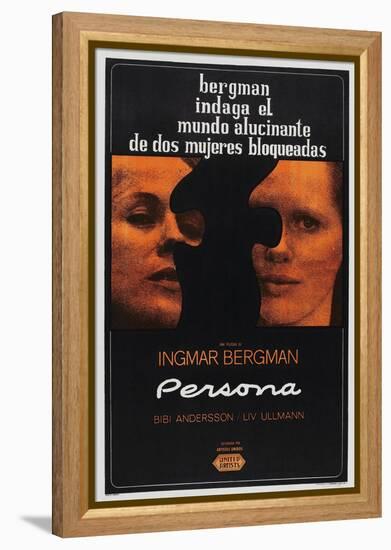 Persona, Argentinan poster, Bibi Andersson, Liv Ullmann, 1966-null-Framed Stretched Canvas