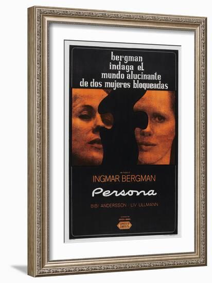 Persona, Argentinan poster, Bibi Andersson, Liv Ullmann, 1966-null-Framed Art Print