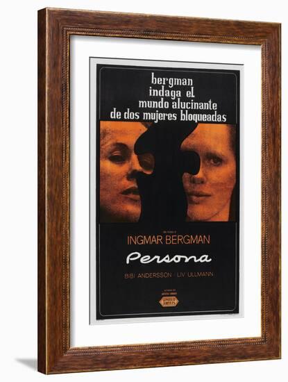 Persona, Argentinan poster, Bibi Andersson, Liv Ullmann, 1966-null-Framed Art Print