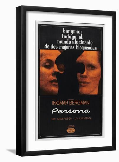 Persona, Argentinan poster, Bibi Andersson, Liv Ullmann, 1966-null-Framed Art Print