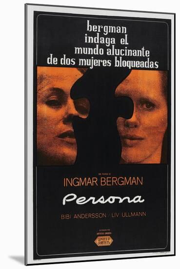 Persona, Argentinan poster, Bibi Andersson, Liv Ullmann, 1966-null-Mounted Art Print