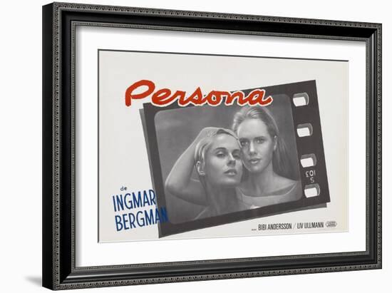 Persona, Bibi Andersson, Liv Ullmann, Belgian lobbycard, 1966-null-Framed Art Print