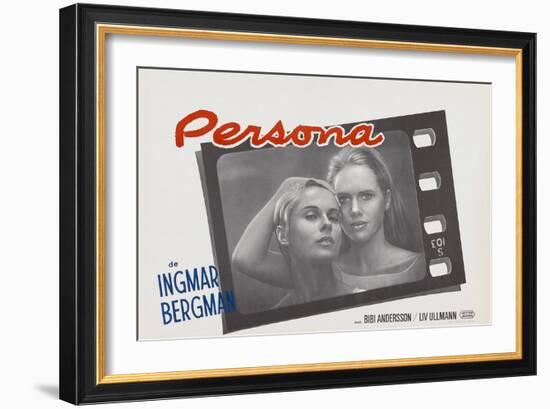 Persona, Bibi Andersson, Liv Ullmann, Belgian lobbycard, 1966-null-Framed Art Print