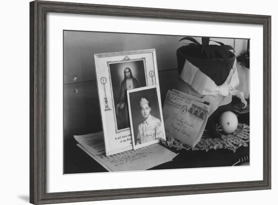 Personal mementoes including autographed photograph at Manzanar Relocation Center, 1943-Ansel Adams-Framed Photographic Print