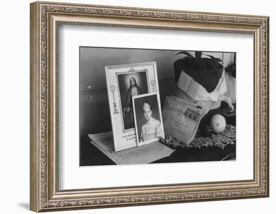 Personal mementoes including autographed photograph at Manzanar Relocation Center, 1943-Ansel Adams-Framed Photographic Print