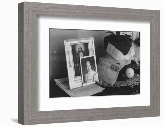 Personal mementoes including autographed photograph at Manzanar Relocation Center, 1943-Ansel Adams-Framed Photographic Print