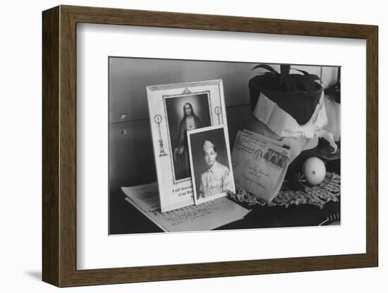 Personal mementoes including autographed photograph at Manzanar Relocation Center, 1943-Ansel Adams-Framed Photographic Print