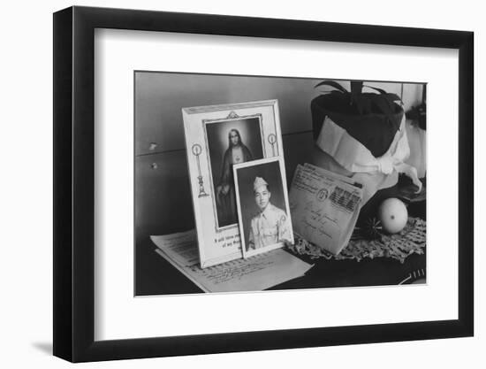 Personal mementoes including autographed photograph at Manzanar Relocation Center, 1943-Ansel Adams-Framed Photographic Print