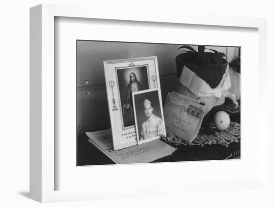 Personal mementoes including autographed photograph at Manzanar Relocation Center, 1943-Ansel Adams-Framed Photographic Print