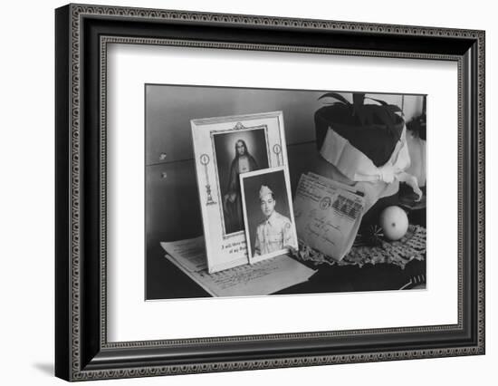 Personal mementoes including autographed photograph at Manzanar Relocation Center, 1943-Ansel Adams-Framed Photographic Print