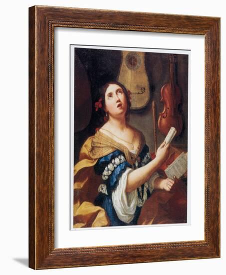 Personification of Music , 1659–1659 (Oil on Canvas)-Elisabetta Sirani-Framed Giclee Print