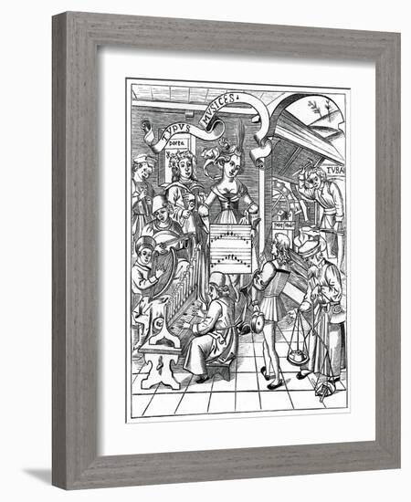 Personification of Music, with the Auxiliaries, the Poet and Musicians, 1508-null-Framed Giclee Print