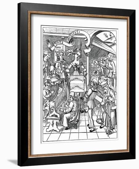 Personification of Music, with the Auxiliaries, the Poet and Musicians, 1508-null-Framed Giclee Print