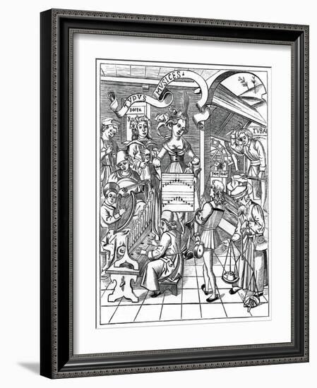 Personification of Music, with the Auxiliaries, the Poet and Musicians, 1508-null-Framed Giclee Print