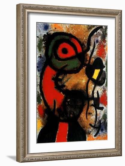 Personnage et Oiseau, c.1948-Joan Miro-Framed Art Print