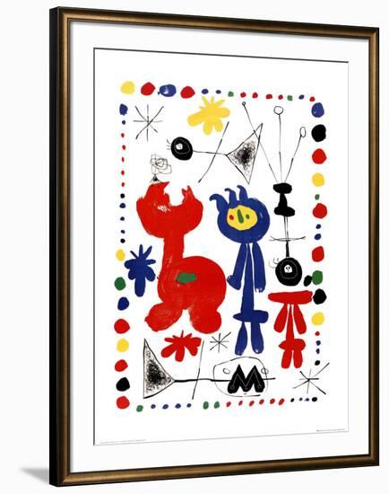 Personnage et Oiseaux-Joan Miro-Framed Art Print