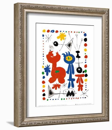 Personnage et Oiseaux-Joan Miro-Framed Art Print