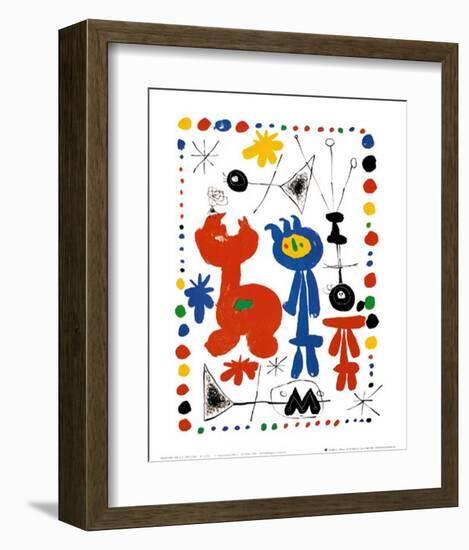 Personnage et Oiseaux-Joan Miro-Framed Art Print