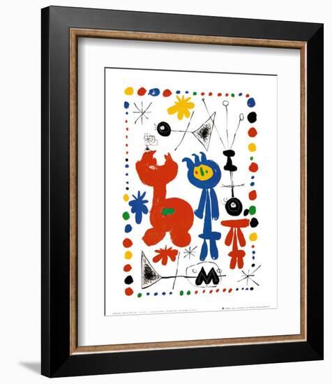 Personnage et Oiseaux-Joan Miro-Framed Art Print