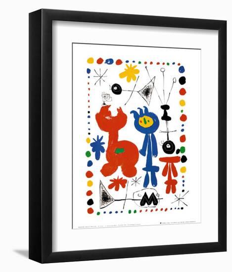 Personnage et Oiseaux-Joan Miro-Framed Art Print