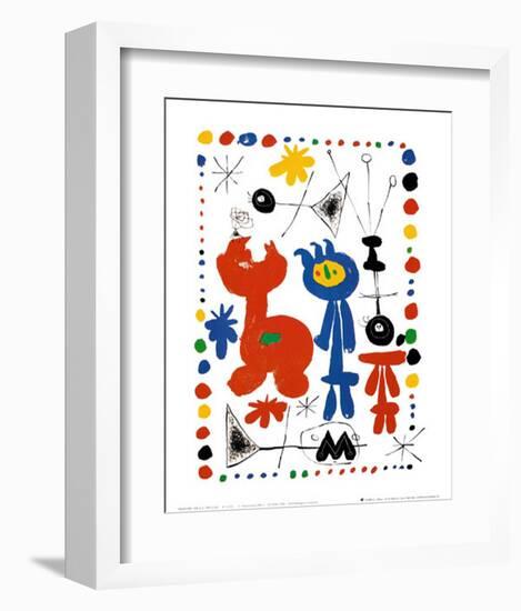 Personnage et Oiseaux-Joan Miro-Framed Art Print