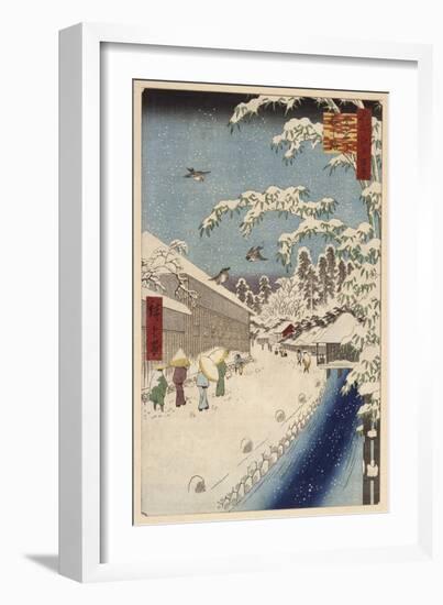 Personnage marchand sous la neige-Ando Hiroshige-Framed Giclee Print