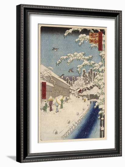 Personnage marchand sous la neige-Ando Hiroshige-Framed Giclee Print