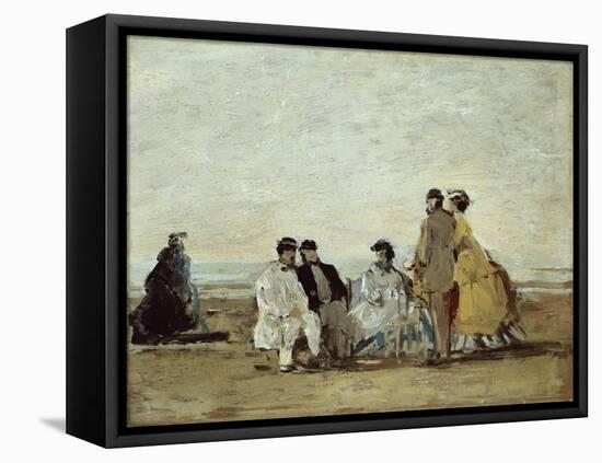 Personnages Sur la Plage-Eug?ne Boudin-Framed Premier Image Canvas