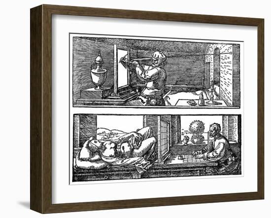 Perspective Machine, 1525-Albrecht Durer-Framed Giclee Print