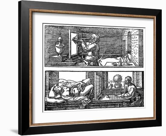 Perspective Machine, 1525-Albrecht Durer-Framed Giclee Print