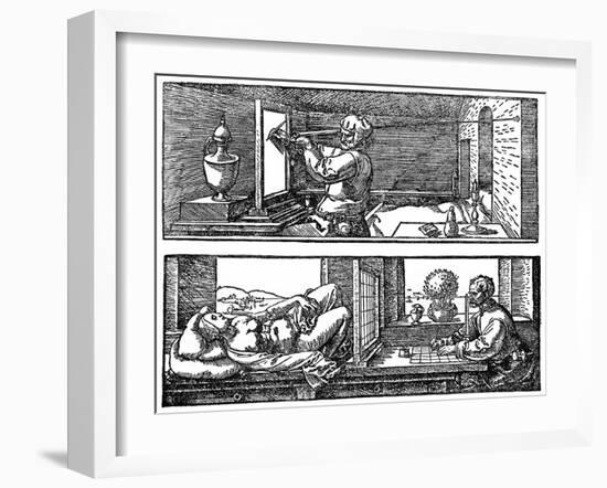 Perspective Machine, 1525-Albrecht Durer-Framed Giclee Print