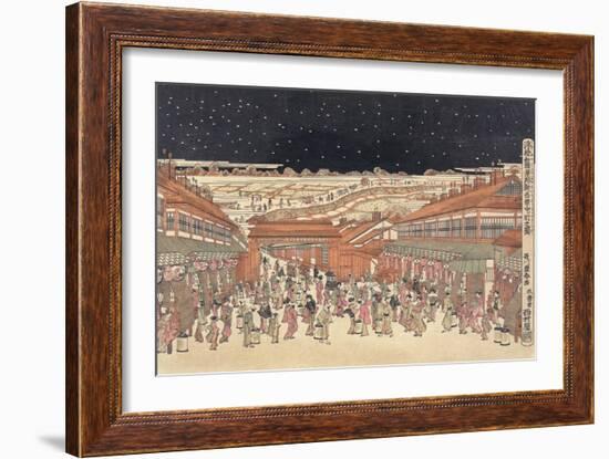 Perspective Picture of Famous Places of Japan: Nakanocho in Shin-Yoshiwara-null-Framed Giclee Print