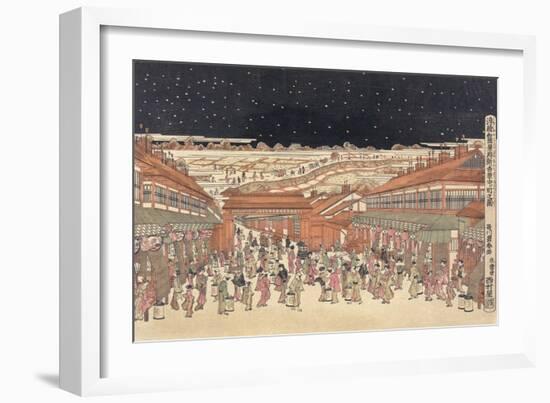 Perspective Picture of Famous Places of Japan: Nakanocho in Shin-Yoshiwara-null-Framed Giclee Print