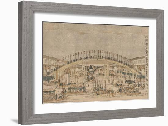 Perspective Picture of the Night Festival at Tenman Tenjin Shrine in Osaka-Utagawa Toyoharu-Framed Giclee Print