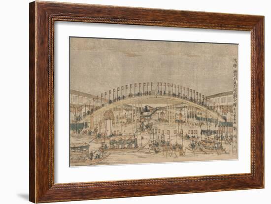 Perspective Picture of the Night Festival at Tenman Tenjin Shrine in Osaka-Utagawa Toyoharu-Framed Giclee Print