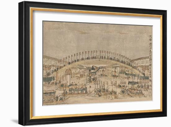 Perspective Picture of the Night Festival at Tenman Tenjin Shrine in Osaka-Utagawa Toyoharu-Framed Giclee Print