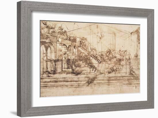 Perspective Study For the Background of the Adoration of the Magi-Leonardo da Vinci-Framed Giclee Print