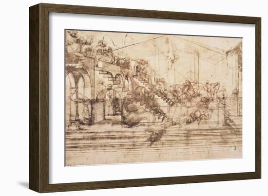 Perspective Study For the Background of the Adoration of the Magi-Leonardo da Vinci-Framed Giclee Print