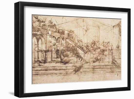 Perspective Study For the Background of the Adoration of the Magi-Leonardo da Vinci-Framed Giclee Print