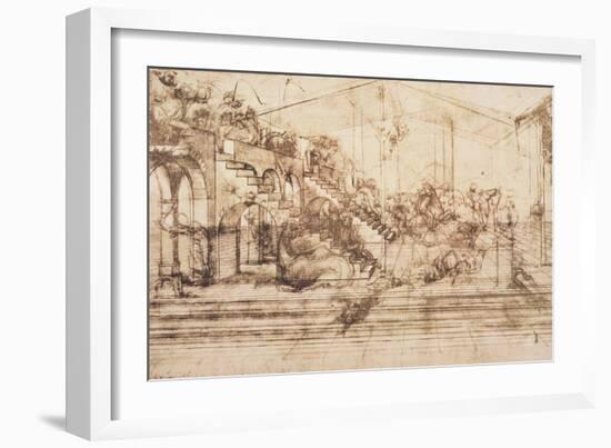 Perspective Study For the Background of the Adoration of the Magi-Leonardo da Vinci-Framed Giclee Print