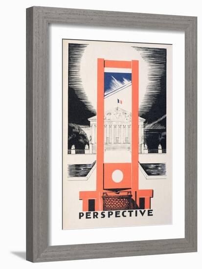 Perspective, the Guillotine Facing the National Assembly, Parlons Francais by Paul Iribe-Paul Iribe-Framed Giclee Print